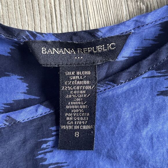 Banana Republic Sz 8 Silk Blend Navy Blue Dress Sleeveless Shift Dress - Picture 4 of 8